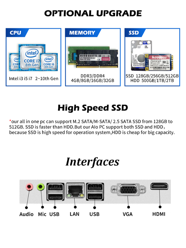 중국 제조는 i5 i7 i9 터치 올인원 올인원 데스크 데스크탑 ＰＣ 컴퓨터 공급자를 공동을 만듭니다