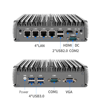 산업용 팬리스 미니 pc 4 lan RJ45 기가 쿼드 코어 J4125 코어 i3 i5 i7 팬리스 산업용 미니 pc 컴퓨터